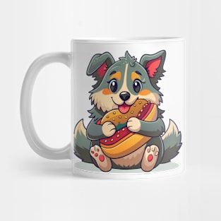 cute dog hugging hotdog Mug